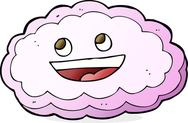 Bir insan tarafından çizilmiş mutlu pembe bulut karikatürü