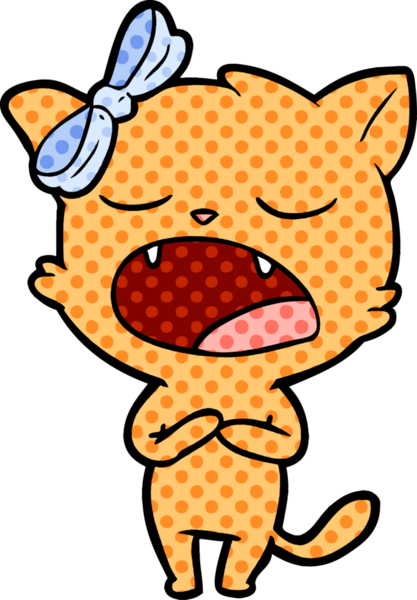 Bir insan tarafından çizilmiş şarkı söyleyen bir kedi.