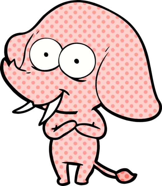 Bir insan tarafından çizilmiş mutlu bir fil.