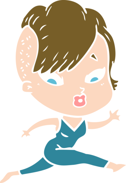 Düz renkli çizgi film bir insan tarafından çizilmiş kızı şaşırttı.