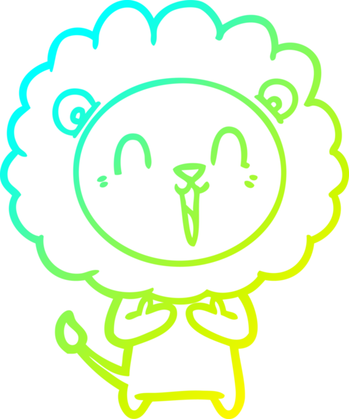 Bir insan tarafından çizilmiş gülen aslan karikatürü.