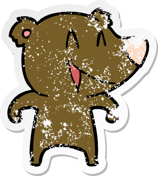 Bir insanın çizdiği gülen ayı karikatürünün sıkıntılı çıkartması.