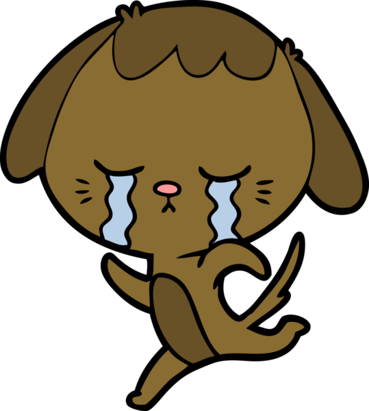 Bir insan tarafından çizilmiş ağlayan çizgi film köpeği.