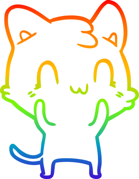 gökkuşağı gradyan çizgi çizimi Bir insan tarafından çizilmiş mutlu kedi