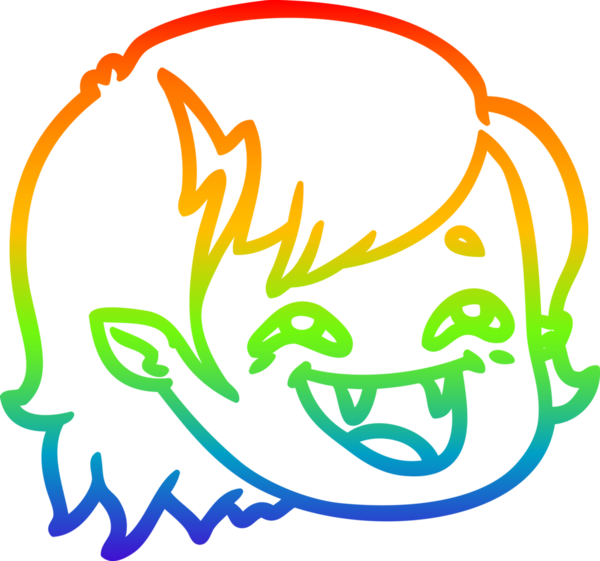 Gökkuşağı gradyan çizgisi bir insan tarafından çizilmiş vampir kız yüzü.