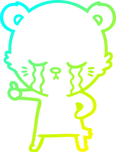 Ağlayan bir karikatür ayısının insan tarafından çizilmiş soğuk gradyan çizimi