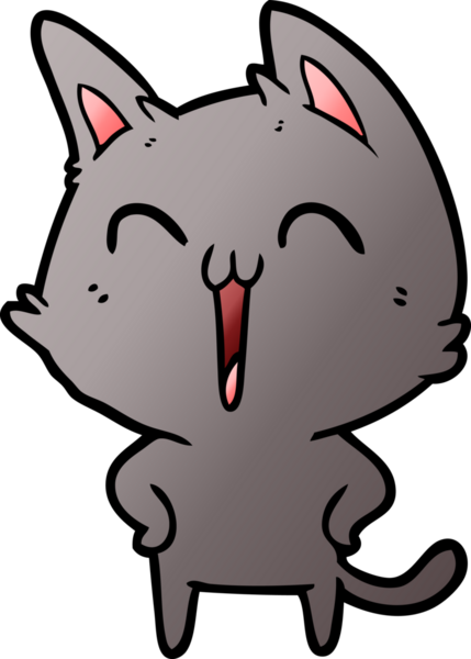 Mutlu çizgi film kedisi miyavlıyor bir insan tarafından