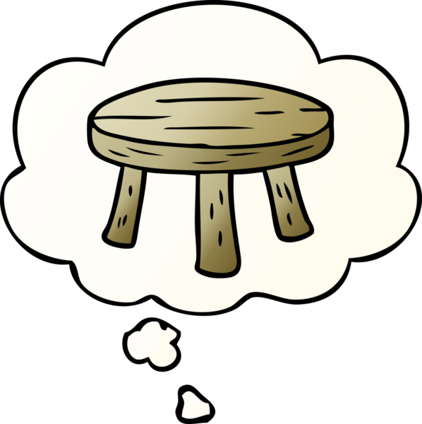 Bir insan tarafından çizilmiş, düşünce baloncuklu çizgi film taburesi.