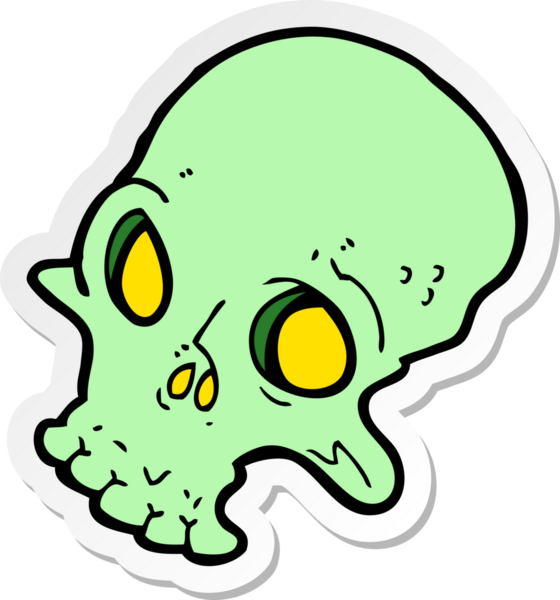 Bir insan tarafından çizilmiş ürkütücü bir karikatür çıkartması.