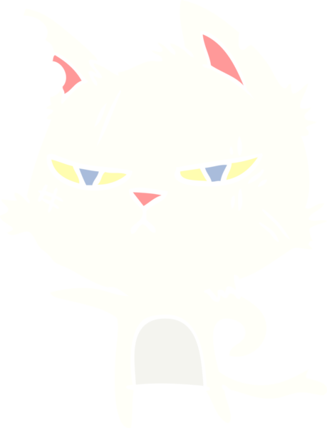 sert düz renkli çizgi film kedisi bir insan tarafından çizilmiş