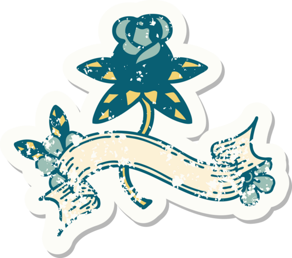 Bir insan tarafından çizilmiş gül sancağıyla eski bir etiket.