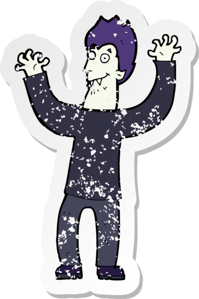 Bir insan tarafından çizilmiş bir cadılar bayramı vampirinin gerilmiş çıkartması.