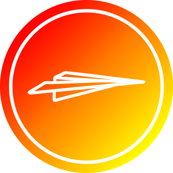 Kağıt düzlem dairesel simgesi, sıcak gradyan bir insan tarafından çizilmiş.