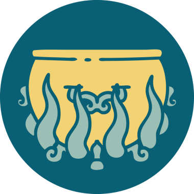 Bir insan tarafından çizilmiş bir kazanın ikonik dövme şekli