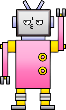 Bir insan tarafından çizilmiş bir robotun gölgelenmiş çizimi