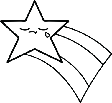 Bir insan tarafından çizilmiş kayan gökkuşağı yıldızının çizgi çizimi