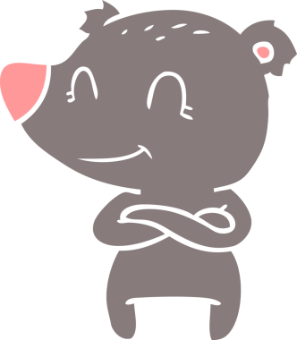 Dost canlısı ayı düz renkli çizgi film bir insan tarafından çizildi