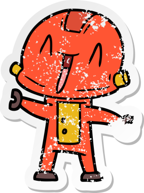 Bir insan tarafından çizilmiş karikatür robotunun sıkıntılı çıkartması.