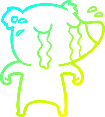 Bir insan tarafından çizilmiş ağlayan bir ayının soğuk çizgi çizimi.