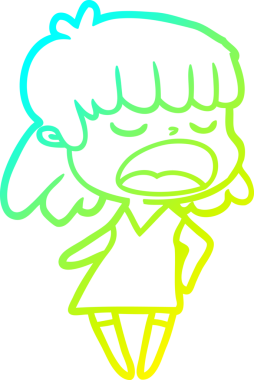 Bir insan tarafından yüksek sesle çizilmiş bir karikatür kadın çizimi.