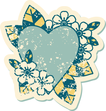 Bir insan tarafından çizilmiş botanik bir kalbin sembolik depresif dövmesi.