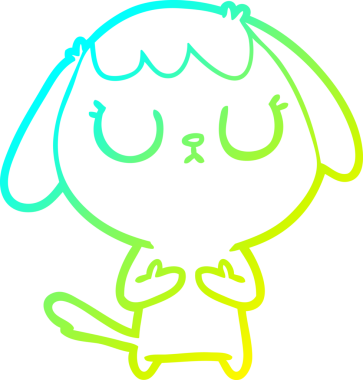 Bir insan tarafından çizilmiş şirin bir çizgi köpeğin soğuk gradyan çizgisi.