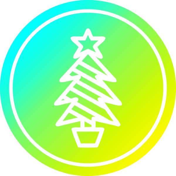 Bir insan tarafından çizilmiş havalı gradyan bir ikona sahip Noel ağacı dairesel simgesi