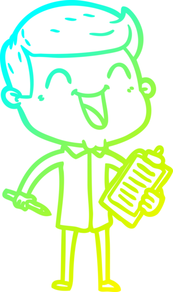 Bir insan tarafından çizilmiş mutlu bir adamın soğuk çizgi çizimi.