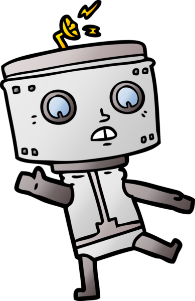 Bir insan tarafından çizilmiş çizgi film robotu