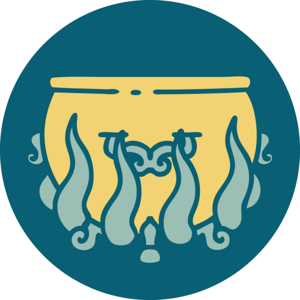 Bir insan tarafından çizilmiş bir kazanın ikonik dövme şekli