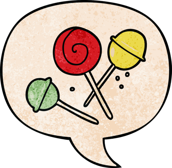 bir insan tarafından çizilmiş eski moda konuşma baloncuklu geleneksel lolipop çizgi filmi.
