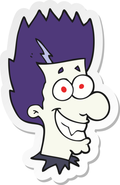 Bir insan tarafından çizilmiş sırıtan bir vampirin çıkartması.