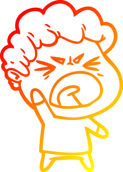 Bir insan tarafından çizilmiş kızgın bir adamın çizgi film çizimi.