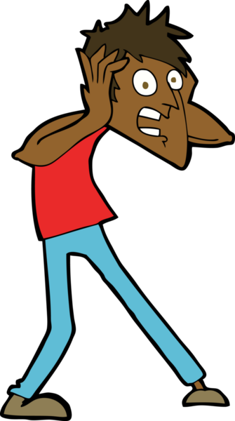 Bir insan tarafından çizilen panikleyen karikatür adamı.