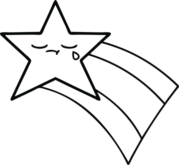 Bir insan tarafından çizilmiş kayan gökkuşağı yıldızının çizgi çizimi