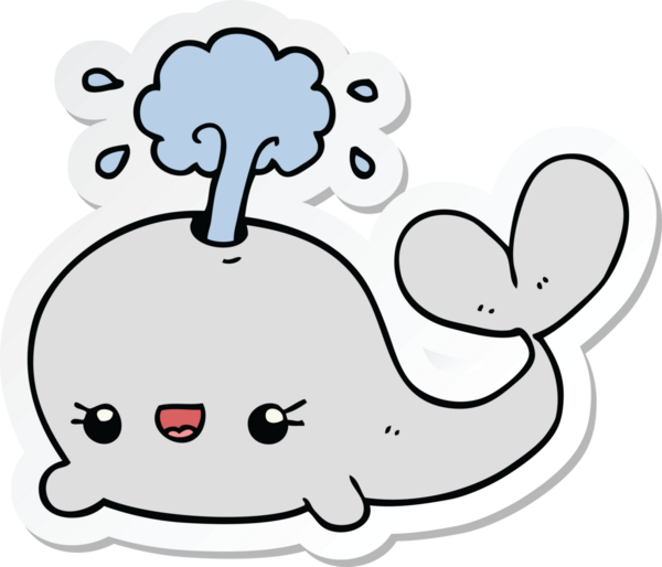 Bir insan tarafından çizilmiş şirin bir balinanın çıkartması.