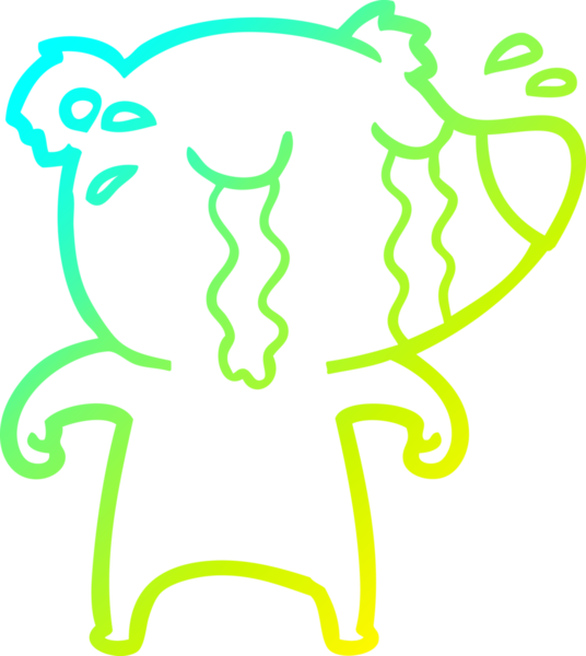 Bir insan tarafından çizilmiş ağlayan bir ayının soğuk çizgi çizimi.