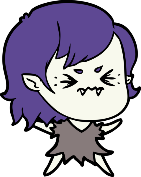 Bir insan tarafından çizilmiş kızgın vampir kız.