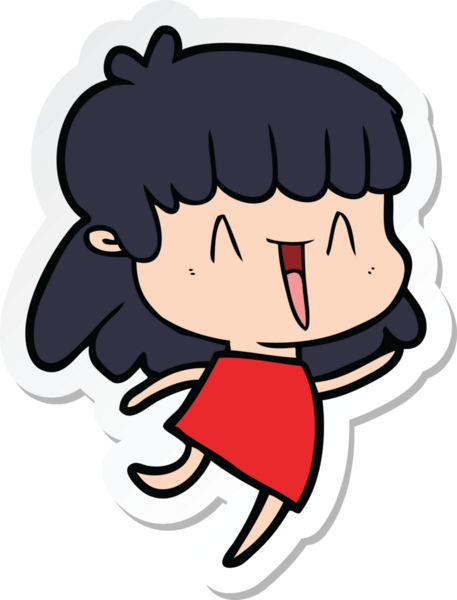 Bir insan tarafından çizilmiş bir karikatür kadının çıkartması.