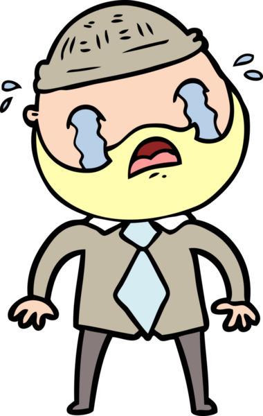 Çizgi film sakallı adam bir insan tarafından çizilmiş ağlıyor.