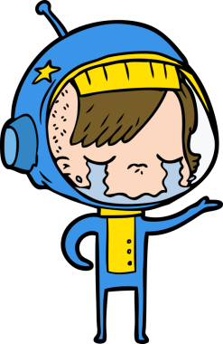 Bir insan tarafından çizilmiş ağlayan astronot kız.