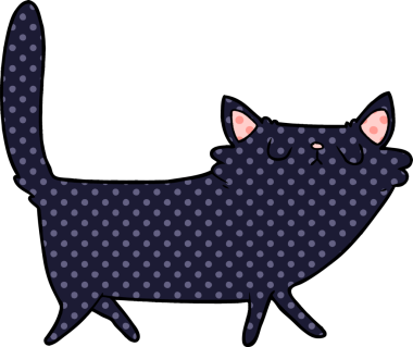 bir insan tarafından çizilmiş kara kedi çizgi filmi