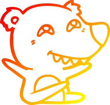 Bir insan tarafından çizilmiş dişleri gösteren çizgi film ayısının sıcak çizgi çizimi