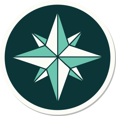 Bir insan tarafından çizilmiş geleneksel bir yıldız stiliyle dövme çıkartması.