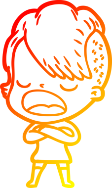 Bir insan tarafından çizilmiş havalı bir hippi kızın sıcak çizgi çizimi.