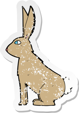 Bir insan tarafından çizilmiş karikatür tavşanın gerilmiş yapıştırması.