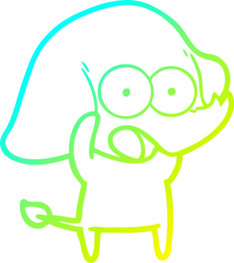 Bir insan tarafından çizilmiş şirin bir filin soğuk gradyan çizgisi