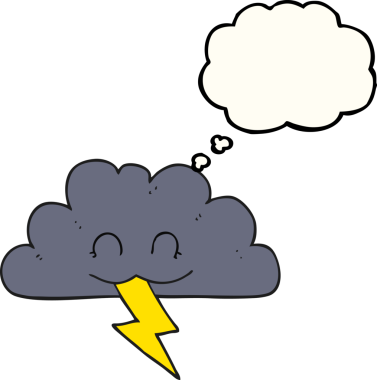 Bir insan tarafından çizilen serbest çizim düşünce kabarcığı fırtına bulutu