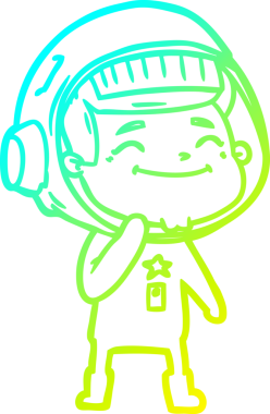 Bir insan tarafından çizilmiş mutlu bir astronotun soğuk gradyan çizimi.