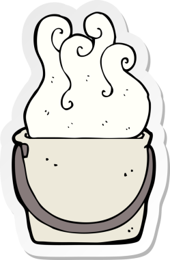 Bir insan tarafından çizilmiş karikatür kovası çıkartması.